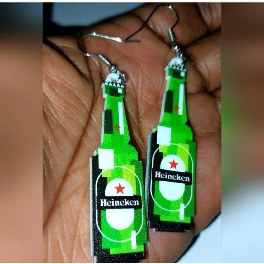 Fun  bottle beer dangle earrings